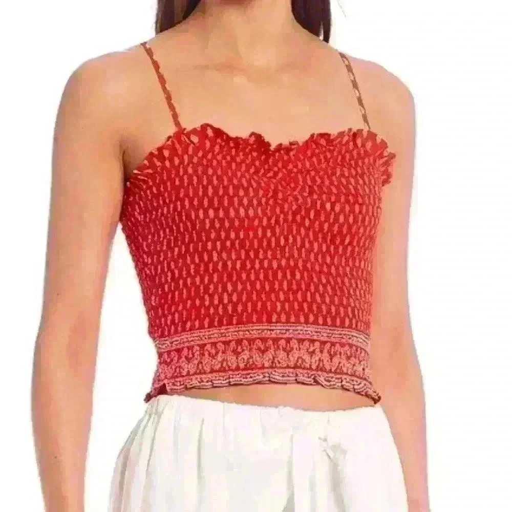 Gianni Bini GB Red Patterned Crop Top NWT